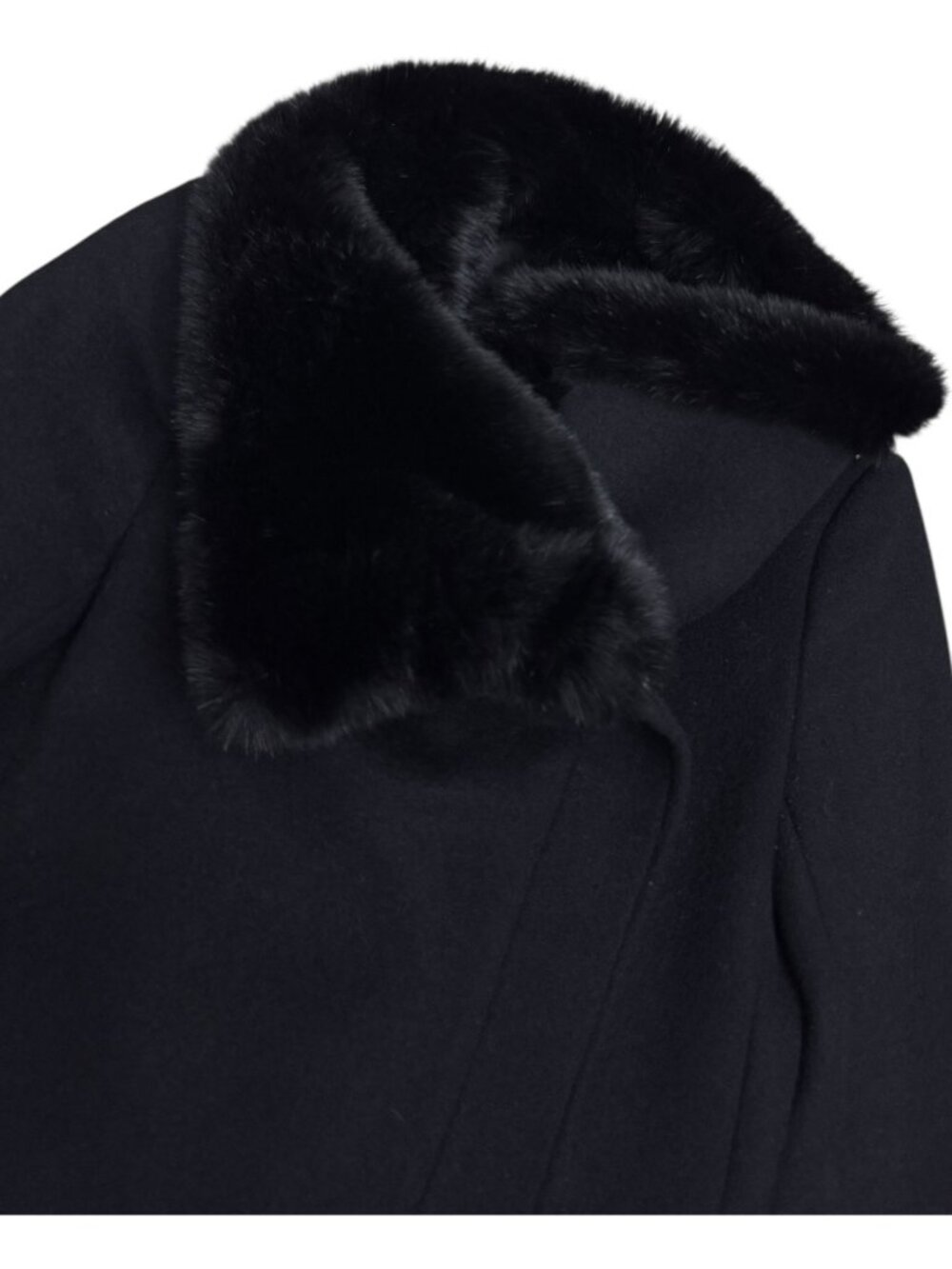 CLUB MONACO Faux Fur WOOL Luxury Designer Winter Business Pea Coat Womens XS - Picture 5 of 7